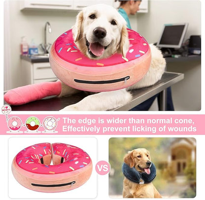 BEAUTYZOO Dog Cone Alternative After Surgery for Large Medium Small Dogs, Soft Inflatable Cone Collar for Dogs Cats, Dog Neck Donut E Collar Dogs Recovery Collar to Stop Licking, Strawberry Pink, L