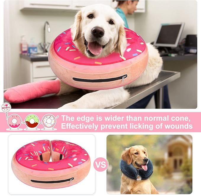 BEAUTYZOO Dog Cone Alternative After Surgery for Large Medium Small Dogs, Soft Inflatable Cone Collar for Dogs Cats, Dog Neck Donut E Collar Dogs Recovery Collar to Stop Licking, Strawberry Pink,S