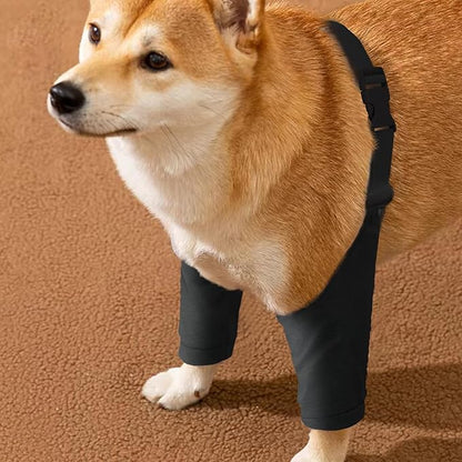 ROZKITCH Dog Surgery Leg Sleeve for Front Legs, Pet Prevent Licking Wound Elbow Knee Protector, Dog Leg Sleeve to Stop Licking Cone Collar Alternative for Sprain ACL CCL Arthritis Black XL