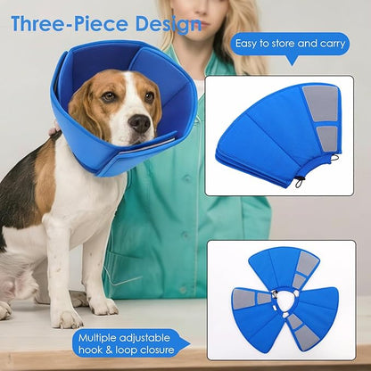 AOFITEE Soft Dog Cone, Adjustable Cones for Dogs After Surgery, Comfy Dog Cone Collar Alternative to Stop Licking, Elizabethan Recovery Collar for Large Dogs(Blue,Large)