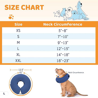 Supet Inflatable Dog Cone Collar for Dogs to Stop Licking, Dog Donut Collar After Surgery, Soft Pet Cone for Small Medium Large Dogs