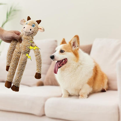 BUYPOW Raccoon No Stuffing Dog Toys for Large Dogs, Squeaky Crinkle Interactive Dog Animals, Plush Teething Toys to Keep Them Busy, Cute Funny Dogs Gifts for Small Medium Large Breed