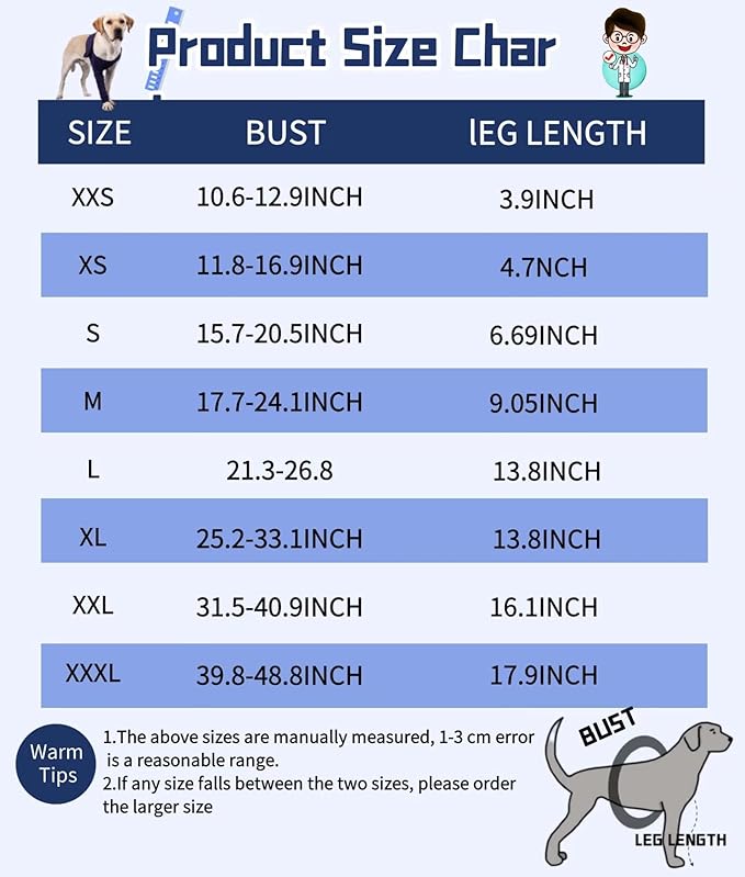 Xqpetlihai Dog Sleeves for Licking Dog Knee Brace After Surgery Wear for Dogs Abrasion Resistant Dog Recovery Sleeve for Dogs Cone Collar Alternative(XXL)
