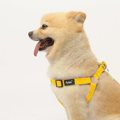 PUPTECK No Pull Dog Harness Soft Adjustable Basic Nylon Step in Puppy Vest Outdoor Walking with ID Tag, Yellow, S
