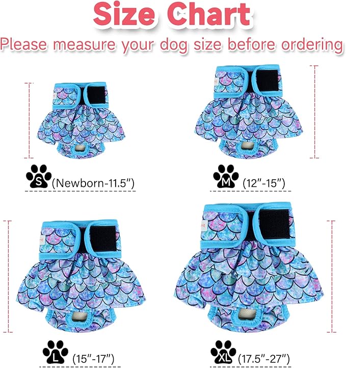 Langsprit Female Dog Diapers (3 Pack), Highly Absorbent, Reusable