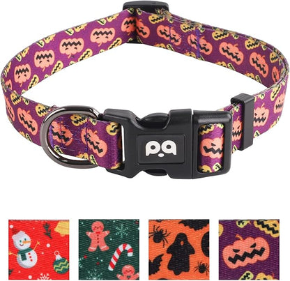 QQPETS Adjustable Soft Dog Collar: Print Flower Pink Multicolor Cute Patterns for XS Small Medium Large Pet Girl Boy Puppy Walking Running Training
