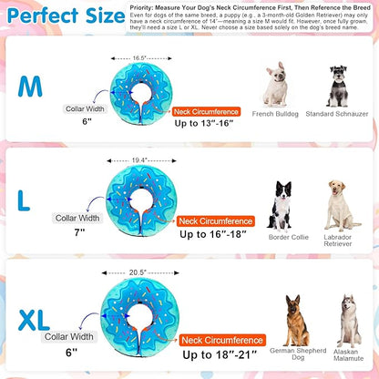 BEAUTYZOO Dog Cone Alternative After Surgery for Large Medium Small Dogs, Soft Inflatable Cone Collar for Dogs Cats, Pet Neck Donut E Collar Dog Recovery Collars to Stop Licking, Blue Donut, L