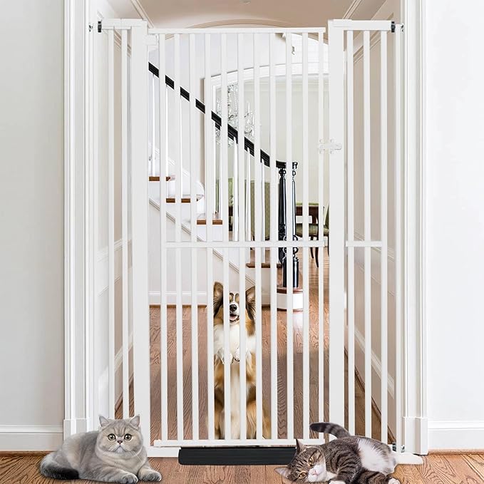 SHYUJAJIE 71 Inch Extra Tall Pet Gate for Cats, 29.5-43" Adjustable Wide Dog Gates, Pressure Mounted Walk Through Tall Cat Gate for Doorways,Hallway,Stairs,House（White）