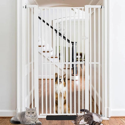 SHYUJAJIE 71 Inch Extra Tall Pet Gate for Cats, 29.5-43" Adjustable Wide Dog Gates, Pressure Mounted Walk Through Tall Cat Gate for Doorways,Hallway,Stairs,House（White）