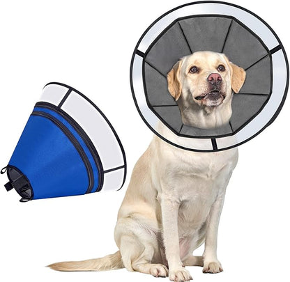 OneTigris Elizabethan Collar Soft Dog Cone for Dogs After Surgery, Breathable Pet Recovery Collar for Large Medium Small Dogs and Cats, Adjustable Dog Cone Collar (Blue, XXL)