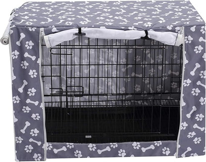 Pethiy Dog Crate Cover Durable Polyester Pet Kennel Cover Universal Fit for Wire Dog Crate - Fits Most 48 inch Dog Crates - Cover only-Sky Gray-48