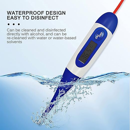 Pet Thermometer, Waterproof Digital Veterinary Thermometer Portable Pet Digital Thermometer Pet Thermometer with Reminder Function Thermometer for Dogs Cats Horse Cattle Pigs Sheep