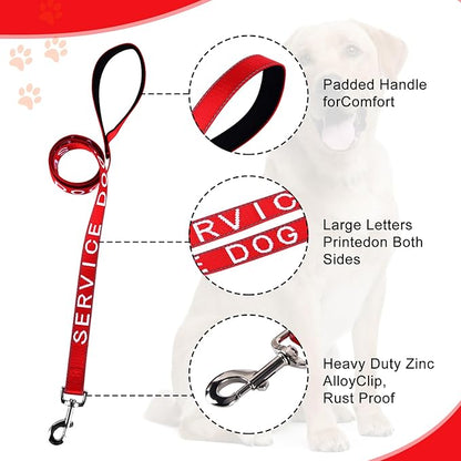 YeeBeny Service Dog Leash, Emotional Support Leash with Neoprene Handle and Reflective Lettering, Service Dog Stuff for Vest for Harnesses, Vests or Collars (Black, 0.94width)