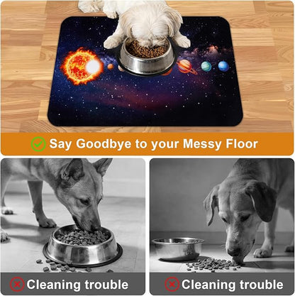 Dog Food Mats for Floors Waterproof Mat for Cat Food and Water Bowls - Absorbent Quick Dry Non Slip Mat for Pet Feeding