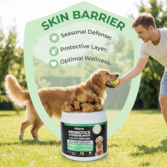 Probiotics for Dogs, Gut & Immune Health Soft Chews, Chicken Flavor, All Ages, Supports Digestive Balance & Skin Health