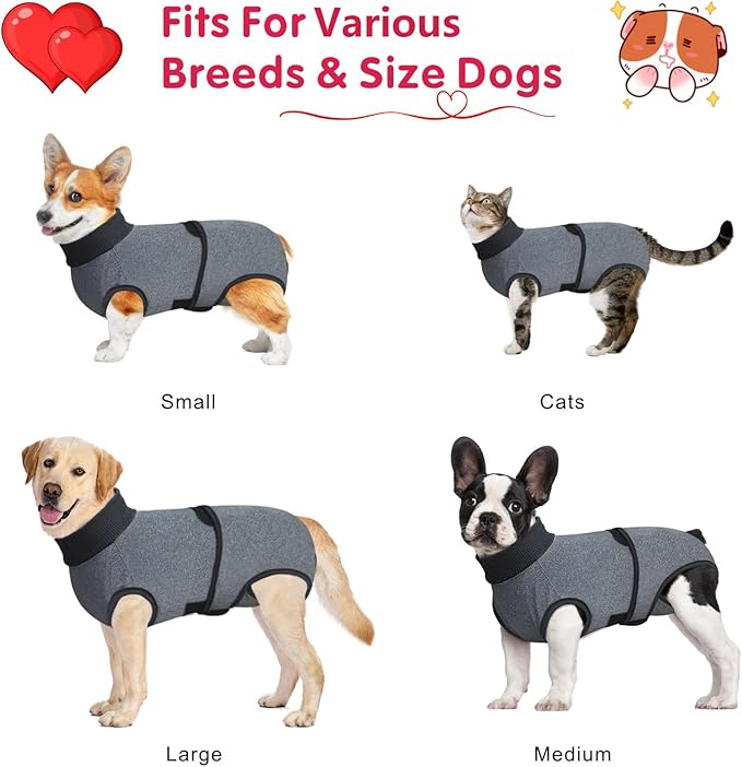 Idepet Dog Recovery Suit After Surgery - Onesie for Female Male Dogs, Soft Breathable Pet Bodysuit, E-Collar & Cone Alternative, Anti-Licking Wounds (L)