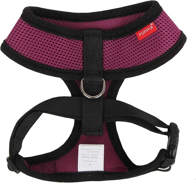 Puppia Soft Dog Harness No Choke Over-The-Head Triple Layered Breathable Mesh Adjustable Chest Belt and Quick-Release Buckle, Purple, X-Large