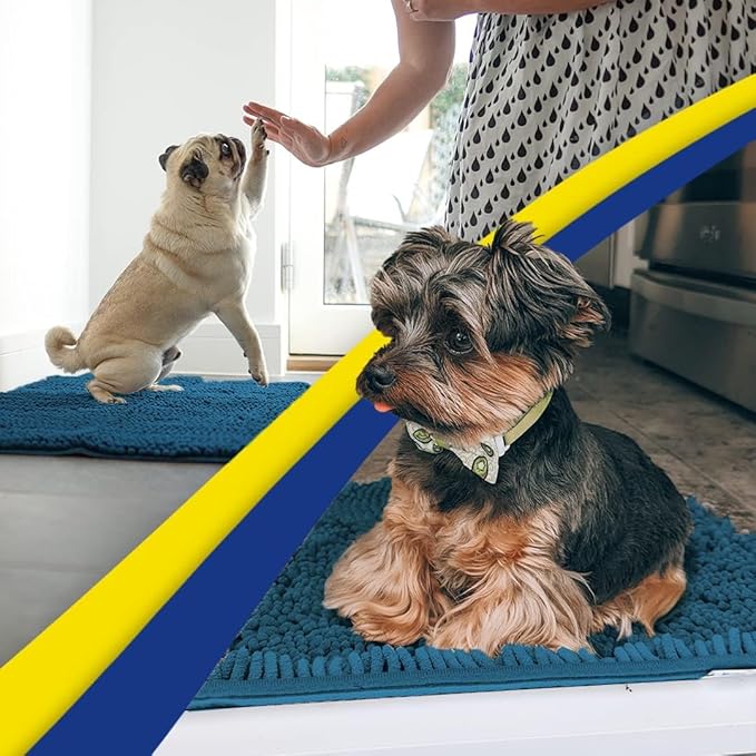 Muddy Mat® | Super Absorbent Door Mat Indoor, Microfiber Quick Dry Chenille Entryway Rug, Non-Slip Front Door Mat, Indoor Mats for Entryway, Machine Washable Pet Rug, Atlantic Blue 59"x35"