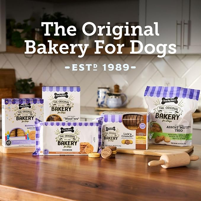 Three Dog Bakery Itty Bitty Bones Peanut Butter Dog Treats,32oz - Crunchy Bones for-Dog Training Treats,Real Peanut Butter Puppy Training-Treats,Dog-Bakery-Treats,(Pack of 2)