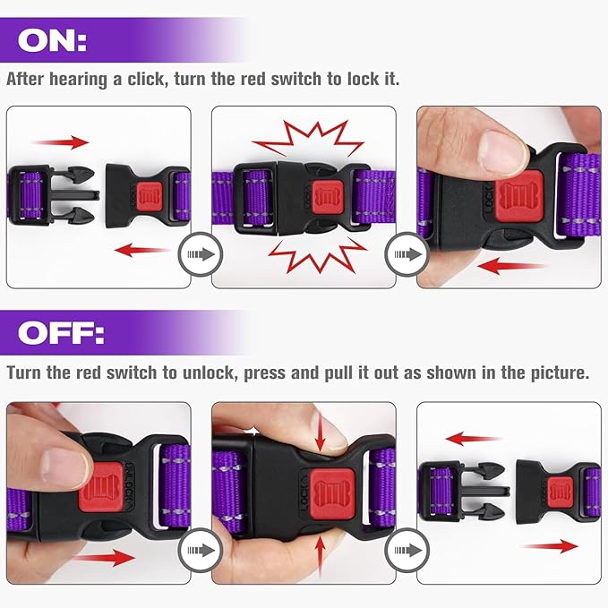 Joytale Martingale Collar for Dogs, Reflective Heavy Duty for Safety, Quick Release Buckle, Adjustable Nylon Collars for Medium Dogs Walking Training, Purple,M