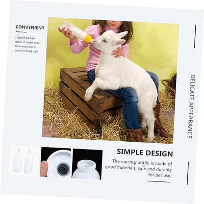 POPETPOP Kitten Replacement Milk Bottle Calf Milk Feeder Handle Portable Calf Nursing Bottle for Animal Feeding