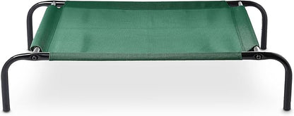 Amazon Basics Cooling Breathable Elevated Dog Bed with Metal Frame for Small Dogs, 36" x 22" x 7.5", Green