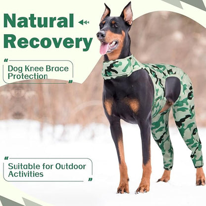ROZKITCH Dog Surgery Leg Sleeve Rear Legs, Adjustable Wound Cover Sleeve, Pet Sleeve to Prevent Licking Wound Elbow Protector for Sprain ACL CCL Arthritis Joint Care Camouflage 3XL