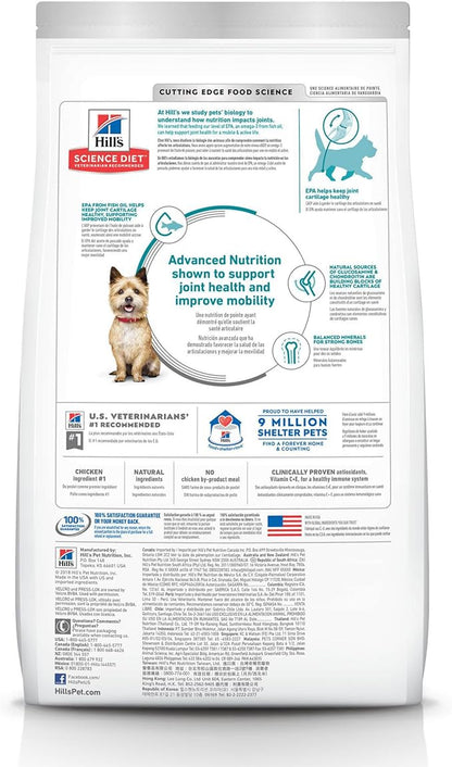 Hill's Science Diet Adult Healthy Mobility Small Bites Dry Dog Food, Chicken Meal, Brown Rice, & Barley, 15.5 lb. Bag