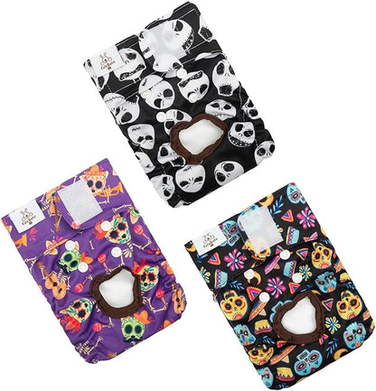 CuteBone Dog Diapers Female Washable Small Medium Large 3 Pack Reusable Doggie Diapers Puppy Period Pants for Doggy Heat Cycle Peeing