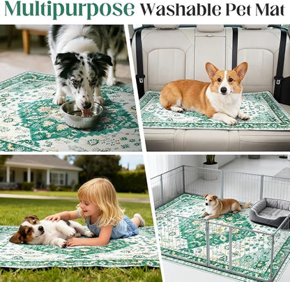 Washable Pee Pads for Dogs 2 Pack Reusable Puppy Training Pads 48"x32" Super Absorbent Waterproof Dog Training Pads, Non-Slip Potty Pads Whelping Pads Litter Mat Pet Supplies - Green Medallion