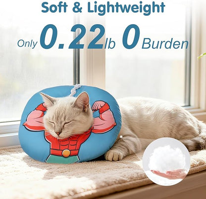 BEAUTYZOO Cat Cone Collars Soft, Cat Recovery E Collars After Surgery to Stop Licking, Adjustable Elizabeth Circle Collar Cute Pet Donut Pillow for Cats Kitten Small Dogs, Dark Blue S