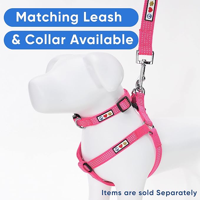 Pawtitas Reflective Step-in Dog Harness – Adjustable No-Pull Vest for Puppies to Seniors, Safe & Comfortable, M Pink