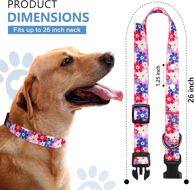 Rhea Rose 3/4 Inch Replacement Collar Strap Shock Collar with 2 Holes, Compatible with Nearly All Brands and Models of Underground Electric Dog Fences and Training Collars, Pink Daisy