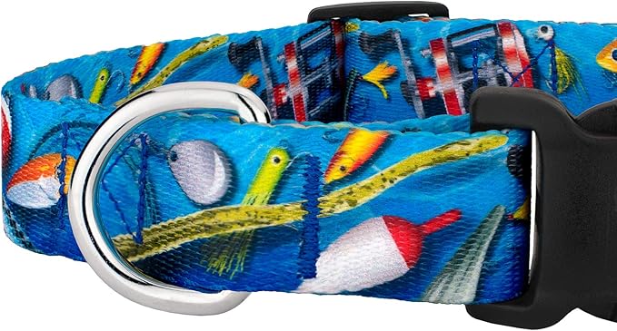Country Brook Petz - Gone Fishin' Everyday Dog Collar and Leash - Sports and Athletics Collection Featuring Spirited Designs (1 Inch, Extra Large)