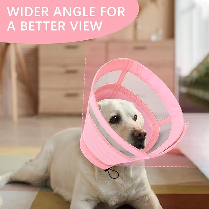 ASENKU Dog Cone Collar, Soft Adjustable Cone for Dogs to Stop Licking, Lightweight Recovery Dog Cone After Surgery, Pet E-Collar for Small, Medium & Large Dogs (Pink, M)