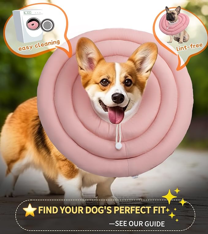 Soft Dog Cones, Adjustable Recovery Dog Donut Collar- Comfy Water Proof Pup Cone Alternative After Surgery-Anti-Bite Lick Wound Healing Pet E-Collar for Small Large Medium Dogs, S