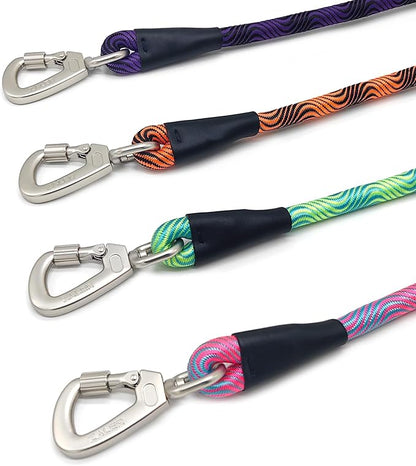 ZALER Short Dog Leash, 26 Inches Rope Traffic Leashes for Dogs, Reflective Dog Lead with O-Ring, Heavy Duty Pet Leash for Large and Medium Dogs (26'' Black Purple)
