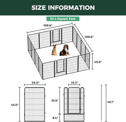 FXW Rollick Unleashed Dog Playpen for Indoor, Yard, RV Camping, 45 inch 16 Panels for Large Dogs│Patented