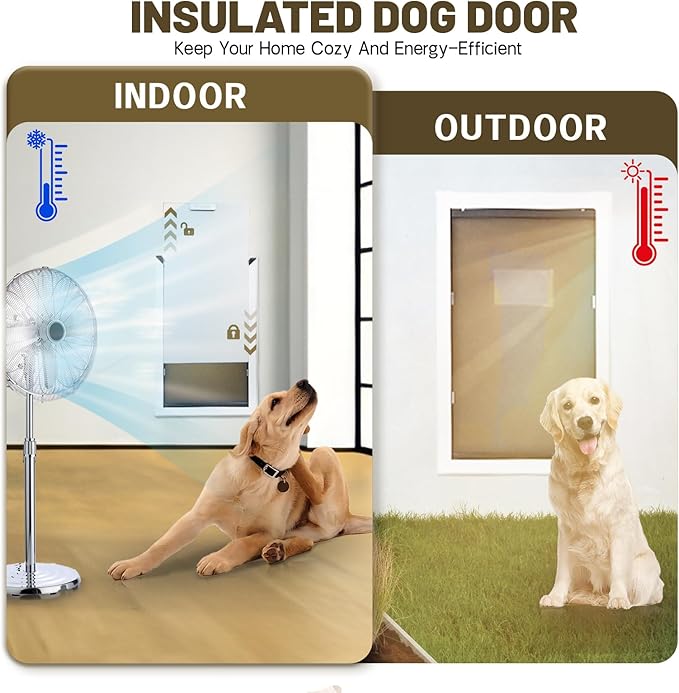 FUELIO XL Dog Door for Wall - Aluminum Doggy Door for Wall Mounting - Double Flap for Ruff Weather, Extra Large Size for Giant Breed- Pet Safe Design