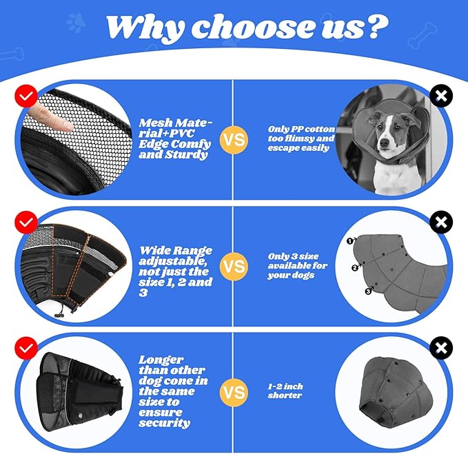 Inflatable Dog Cone for Dogs After Surgery,Soft Adjustable Elizabethan Collar for Large Dogs,2-in-1 Dog Cone with Detachable Shield,Anti-Anxiety Comfortable Pet E-Collar Prevents Licking Wounds(L)