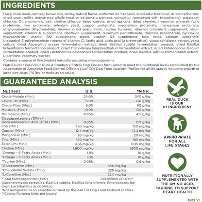 NutriSource Pure Vita Duck & Cranberry Dog Food, 12LB