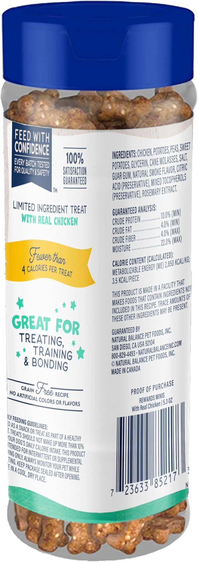 Natural Balance Limited Ingredient Mini-Rewards Chicken Grain-Free, Training Treats for Dogs | 5.3-oz. Canister (Pack of 2)