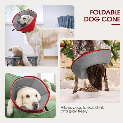 Dog Cone Collar After Surgery for Large Dogs, Adjustable Soft Cone for Dogs to Stop Licking, Professional Elizabethan Collar for Pet, Recovery Cones for Wound Healing & Hot Spots