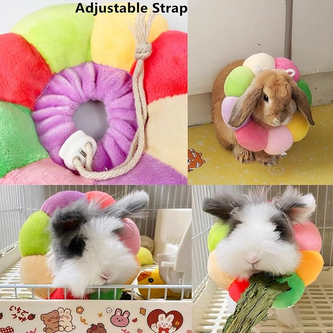 Rabbit Protection Cone Collar,Adjustable Soft Pet Recovery Collar for Rabbit/Chinchilla/Guinea Pigs/Kitten After Surgery Wound Healing,Elizabeth Neck Recovery E-Collar for Small Animals (S)