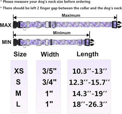 Reflective Martingale Collar for Dogs with Quick Release Buckle Cute Girl Female Flower Dog Collars (Lavender Floral, XSmall)