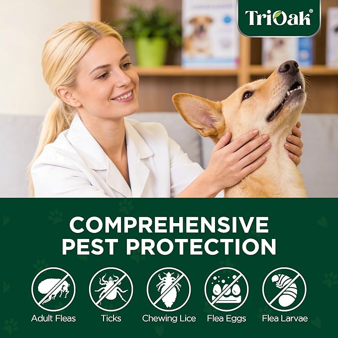 Flea and Tick Prevention for Medium Dogs, 6 Doses Treatment Helps Control Fleas, Ticks and Chewing Lice for Dogs 23-44 lbs, Waterproof, Fast Acting