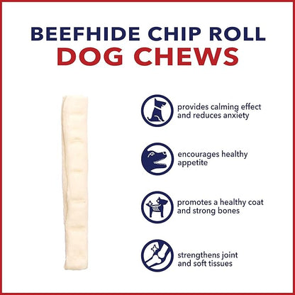 Pet Factory American Beefhide 5" Chip Rolls Dog Chew Treats - Natural Flavor, 50 Count/1 Pack