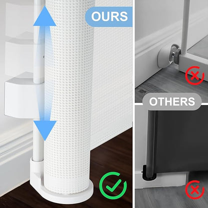 150 inches Retractable Baby Gate, 34 inches Tall Extra Wide Safety Gate for Large Hallways, Open Areas, Pet Zones, Durable Mesh Gate for Kids and Dogs, White