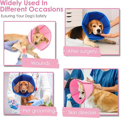 AOFITEE Dog Cones for Medium Dogs, Soft Dog Cone Collar After Surgery, Adjustable Cone for Dogs to Stop Licking, Breathable Pet E-Collar Alternative for Wound Healing(Pink,Medium)