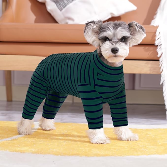 Kuoser Recovery Suit for Small Dogs After Surgery, Long Sleeve Dog Surgery Recovery Suit, Dog Onesie for Abdominal Wounds Skin Disease, Green XS